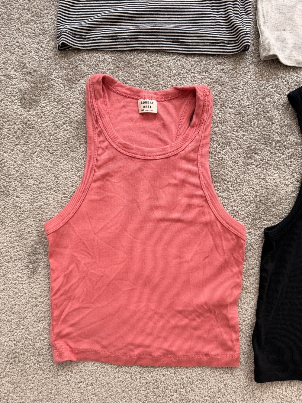 Sunday Best Ribbed Tank Tops - Pink / Black / Gray / Navy Stripe - Picture 2 of 5